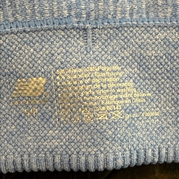 New Balance Set of 2 Sports Bras Racerback Ribbed White and Blue NWOT S - Picture 14 of 16